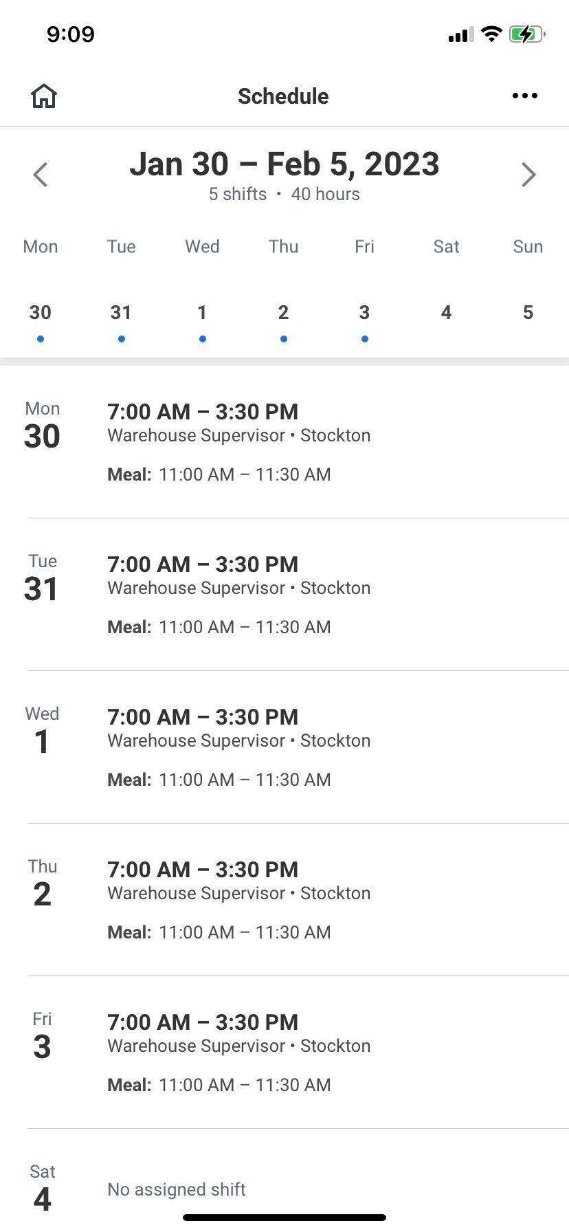 screenshot of Workday Workforce Management